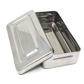 Stainless Steel LAB Dental Sterilizer Instrument Box, Organizer Jewelry/Tools Storage Tray with Lid - 8.5L x 4.25W x 2H