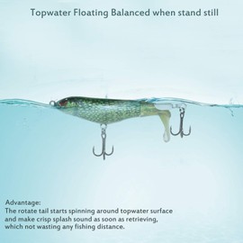 ods lure Fishing Lure Set Fishing Artificial Bait Whopper Plopper Hard Topwater Lure with Rotating Tail Hooks (Kit 1)
