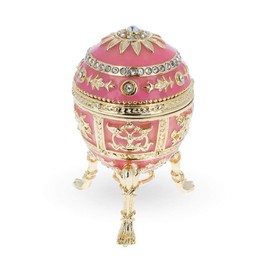 BestPysanky Pink Enamel Royal Inspired Russian Egg with Clock Surprise