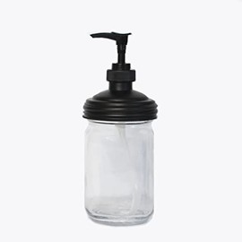 reCAP Mason Jar Pump Lid Soap and Condiment Dispenser, Black