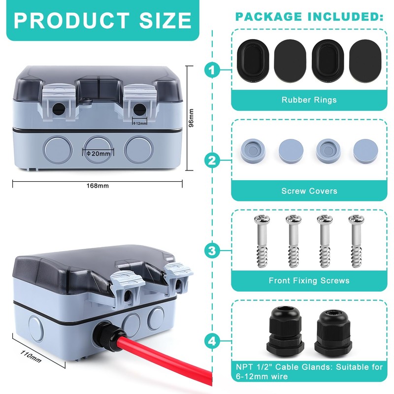 Delgada 2 Gang Waterproof Outlet with Cover 15 Amp Outdoor
