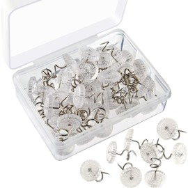 Dzxin Clear Heads Twist Pins, 50 PCS pholstery Pins with Storage Box for Bed Skirt, Sofa Covers, Slipcovers and Bedskirts