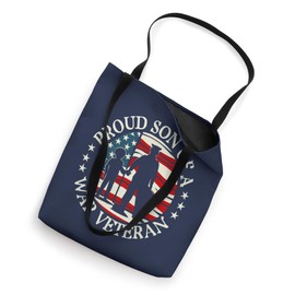 Proud Son Of A War Veteran American Flag Soldier Silhouette Tote Bag