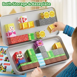 35PCS Magnetic Blocks for Kids Ages 4-8, Travel Building Toys for Toddlers 3-5, Portable Adventure Magnetic Tiles with Iron Storage Box, Road Trip & Airplane Essentials
