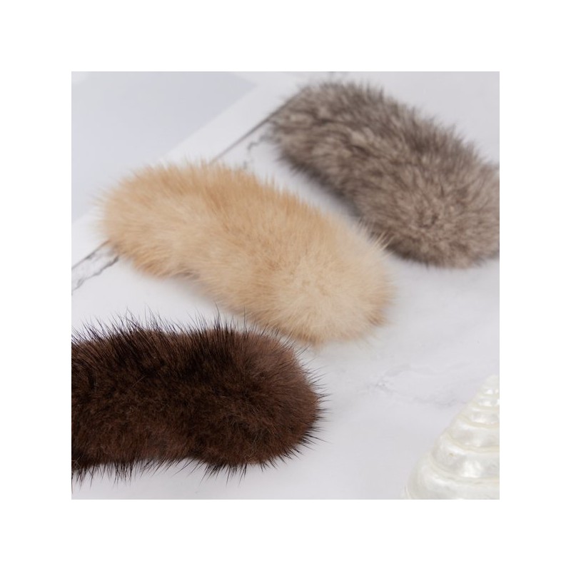 Lala 천연 밍크털 똑딱핀(LALA-H676) Natural Mink Fur Hair Clip (LALA-H676)