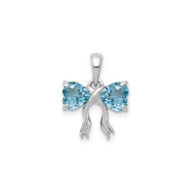 14k White Gold Polished Light Swiss Blue Topaz Bow Pendant, 14k White Gold