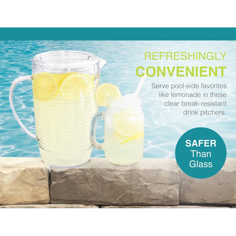 Arrow Home Products Clear Plastic Beverage Pitcher with Lid, 76