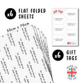 Geschenkpapier Weiß – umweltfreundlich – 6 Bögen Geburtstagsgeschenkpapier – MIGHT BE OBVIOUS GIFT – lustiges Geschenkpapier für Männer und Frauen – mit Aufklebern – von Central 23