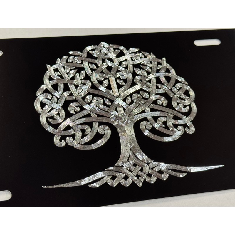 Celtic Tree of Life Car Tag Diamond Etched Vanity Front