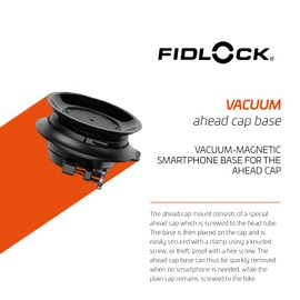 FIDLOCK Vacuum Ahead Cap Base - Bike Cellphone Holder Stem Cap Base Mount | Bicycle Smartphone Clamp Including Knurled and Allen Screw - Fits All Vacuum Smartphone Cases