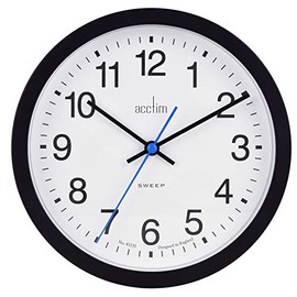 Acctim Bromham Non Ticking Sweep Seconds Hand Wall Clock 20cm Diameter (Black)