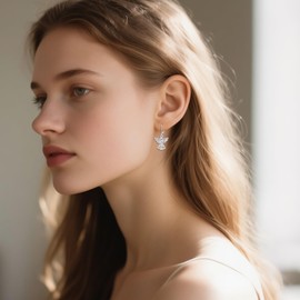 URONE Guardian Angel Earrings 925 Sterling Silver Delicacy Angel Dangle Earrings Jewelry Gifts for Women