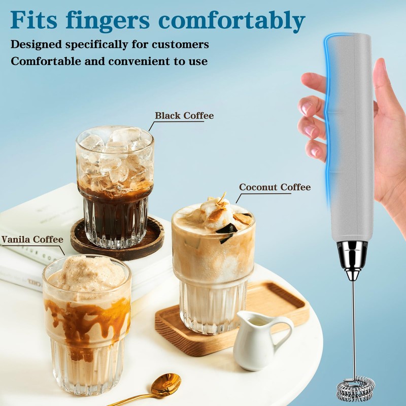 BSRGMS Milk Frother Handheld for Coffee, Electric Whisk 3 Speed