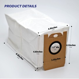 Large Volume Vacuum Robot Bags Replacement Fit For iHOME Autovac Nova S1 Pro Self Empty Robot Vacuum, Fit For Model No. iHRVS1PRO-3BLK (12)