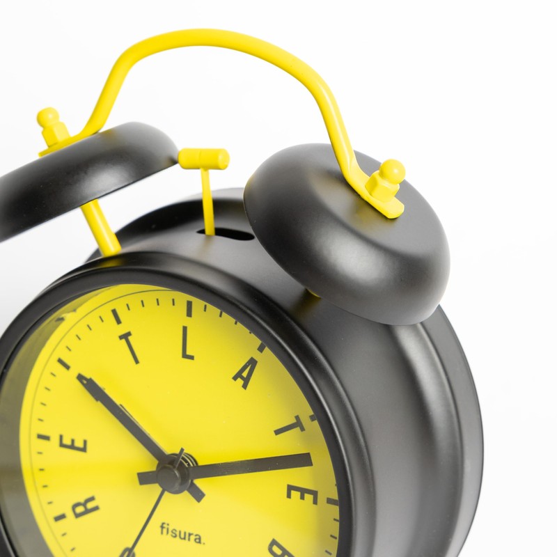 FISURA Analogue Alarm Clock, Black/Yellow, Standard