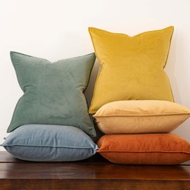 JUSPURBET Sage Decorative Velvet Throw Pillow Covers 20x20 inch Set of 2,Broadside Soft Cushion Case with Invisible Zipper for Sofa Couch Bed