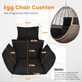 Zorpupoa Egg Chair Cushion, Hanging Basket Hammock Seat Cushion, Thick Soft Egg Swing Chair Pad with Headrest for Patio Porch Furniture Indoor Balcony