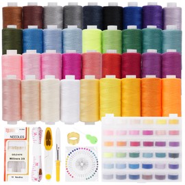 KIMIGO Sewing Thread Set, Sewing Thread for Sewing Machine, Sewing Thread for Sewing Machine, 400 Yards, 36 Colours, Sewing Machine Yarn, for Sewing Machine and 36 Bobbins Various Popular and Standard
