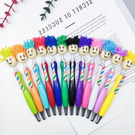 Pack of 20 Mop Head Ballpoint Pens, Funny Mop Topper Pens with Plush Hair,Writing Click Pen Portable Cute Cartoon Multi-function Signing Pen,Suitable for Office Schools