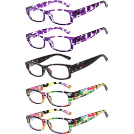 OWL 5 Pack Reading Glasses Women, Spring Hinge Colorful Fashion Eyeglasses for Women, Elegant Stylish Readers for Women