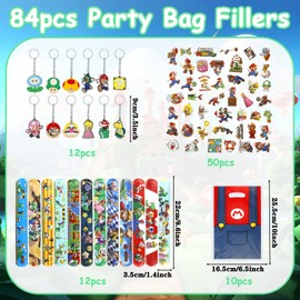 84pcs Party Bag Fillers for Kids, Birthday Party Favors Set Assorted Pinata Toys with Stickers Snap Bracelets Keychains Gift Bags Supplies for Kids Christmas Decor Goodie Bag School Game Gifts Rewards