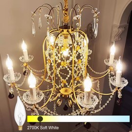 Potanro E12 Incandescent Light Bulbs 40Watt Warm White 2700K, 300 Lumens Candelabra Light Bulbs Dimmable Decorative Chandelier for Ceiling Fan, Pendants (40W-12Pack)