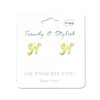 Women Teen Girls Stainless Steel Tiny Initial Stud Earrings Gold