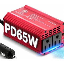 300W Power Inverter DC 12V to 110V AC Car Outlet Adapter with USB-C[PD65W] & USB-A[QC18W] Fast Charging Ports and Dual AC Outlets Car Power Inverter for Phone, Laptop on Road Trip