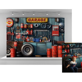 Kate 7x5ft Garage Car Repair Backdrops for Photography Mechanic Tool Room Booth Background Baby Kids Boys Birthday Party Decoration Photo Studio Backdrop