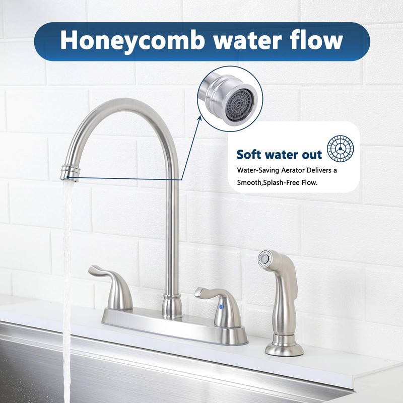 HOTIS Kitchen Faucet with Side Sprayer, 2 Handle 3 or