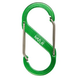 moses Expedition Natural S-Carabiner | Dimensions approx. 4 cm x 9 cm x 0.6 cm | Double Clip Function | Made of Stainless Steel with Aluminium Alloy