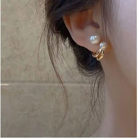 MOUP2023 Pearl Earrings, Women's, Popular, 925 Silver, Hypoallergenic, Simple, Design Earrings, Pearl
