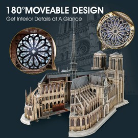 CubicFun 3D Puzzles for Adults - Large Notre Dame de Paris 3D Puzzle - Half-Opening Architecture, Enjoy Interior Views - Anniversary, Puzzle Father's Gifts - 293 Pieces