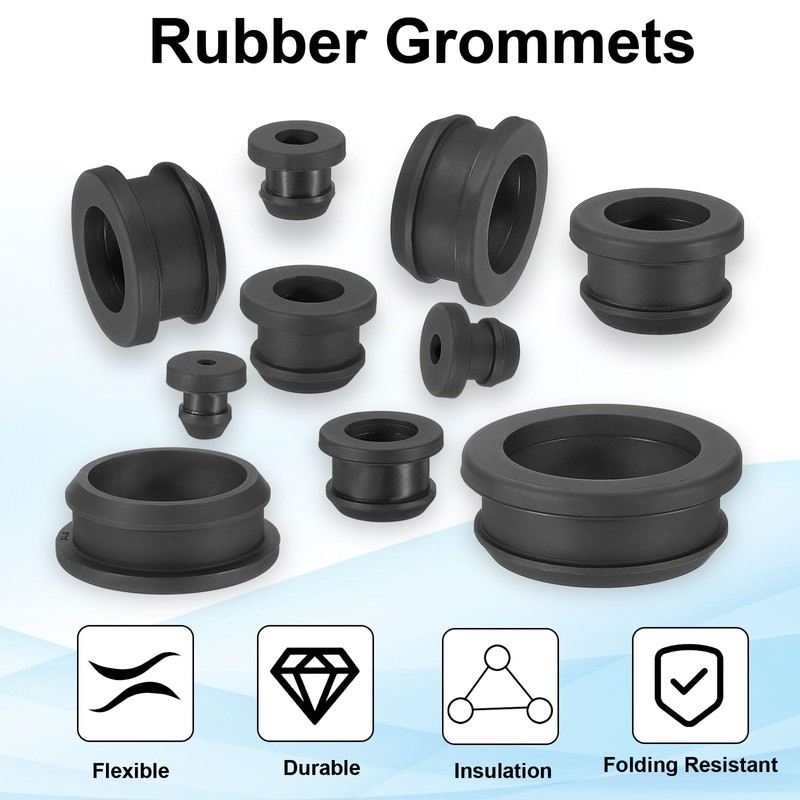 PATIKIL 13.5mm / 1/2インチのドリル穴 7/16インチの内径ゴムグロメット 配線アイレットリングガスケット自動車用ファイアウォールケーブルホールプラグワイヤ保護用トップハットグロメット 黒