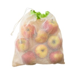 6 Fruit and Vegetable Bags, 3 x 36 x 24 cm and 3 x 36 x 30 cm, 100% Cotton, cream