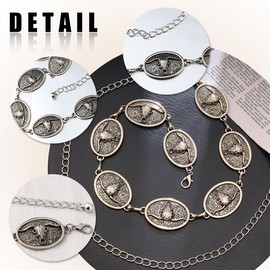 Eigso Cowboy Cowgirl Belt for Jeans Bull Head Concho Waist Belts Harness for Women Western Style Dressing