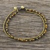 NOVICA Artisan Handmade Tigers Eye Beaded Anklet Brass from Thailand