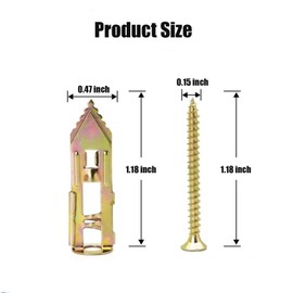 50 PCS Self Drilling Drywall Anchors with Screws Kit, Anchors and Screws Kit, No Drill Or Holes in Wall Drywall Anchors(0.47x1.18'' Self Drilling Anchors and 0.15 x1.18'' Screws)