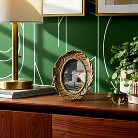 Sagebrook Home Boho Oval Picture Frame - Handcrafted Resin & Glass - Vintage Finish - Decorative Tabletop & Shelf Display - Home & Office Decor - 8" Gold