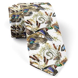 ( Watercolor Duck Mallard Water Plant ) Fashion Novelty Necktie, Conversation Neckwear Ties Great for Party and Events