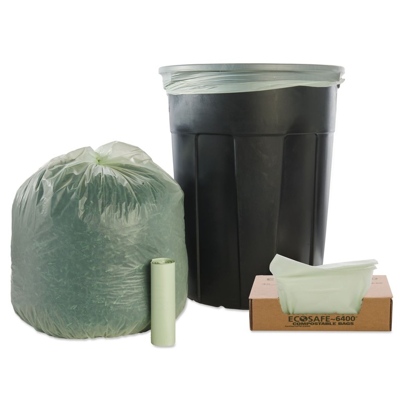 EcoSafe-6400 Compostable Compost Bags, .85mil, 33 x 48, Green, 50/Box