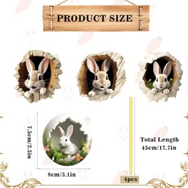 Pack of 4 Acrylic Pendants Easter Bunny Ornaments Easter Decoration for Hanging 2D Rabbit Hanging Decoration Door Decoration Easter Decoration Easter Pendant Decoration Easter Spring for Indoor and