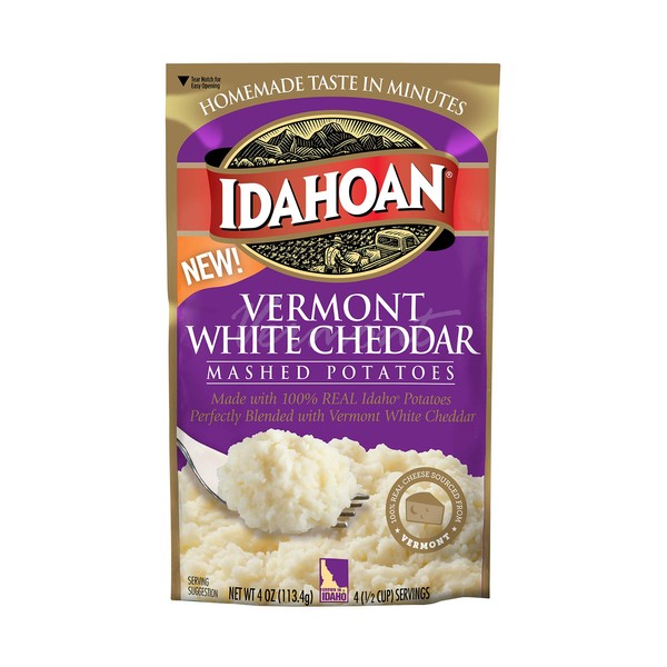 Idahoan Vermont White Cheddar Mashed Potatoes, 12 Pouches (4 Servings Each)