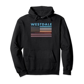 Vintage Sunset American Flag Westdale, New York Pullover Hoodie