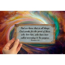 Religious Sign Birthday Occasion Shabby Chic Wooden Wall Plaque and We Know That in All Things God Works Gift Present