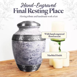 GSM Brands Cremation Urn for Adult Human Ashes - Large Handcrafted Funeral Memorial with...