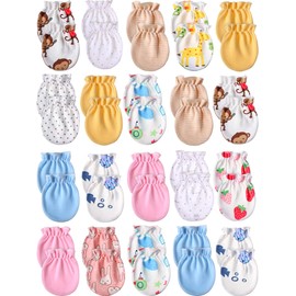 Syhood 20 Pairs Newborn Baby No Scratch Mittens Boy Girl Infant Toddler Unisex Elastic Cotton Wrist Gloves Set for 0-6 Months