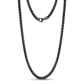 Cadoline Black 316L Stainless Steel Men's Jewellery Wheat Strong Necklace Chain Braid Rope 6mm 18 Inch