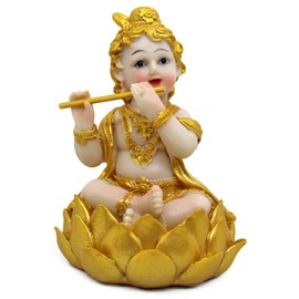TIED RIBBONS Krishna Statue | Resin, 5.2 Inch | Baby Krishna Idol for Home, Puja, Mandir, Temple | Hindu God Idols for House Warming | Indian Return Gifts for Pooja, Office, Janmashtami Decoration
