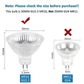 SCNNC SCNNC MR16 Halogen Spotlight Bulbs 12V GU5.3 35W Dimmable, 400LM Warm White 2700K, GU5.3 Halogen Bulb 2 Pin for Track Lighting, Recessed Lighting, Exhibition Lighting, Landscape Lighting, Pack of 6